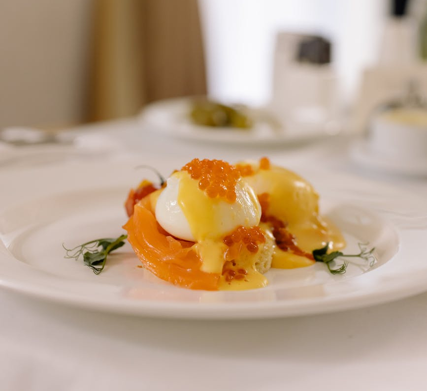 poached egg and salmon